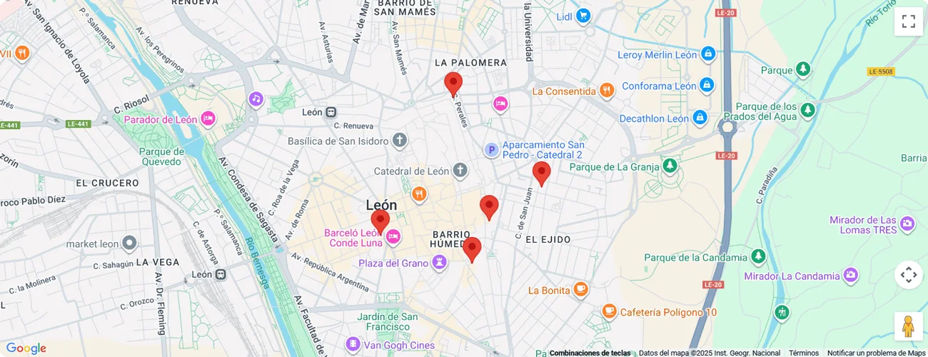 Ubicación de los apartamentos turísticos de León Apartamentos en el centro de León